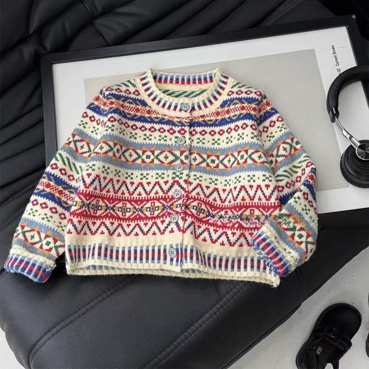 Kids Ethnic Fashion - Cardigã de Tricô para Meninas, Moda