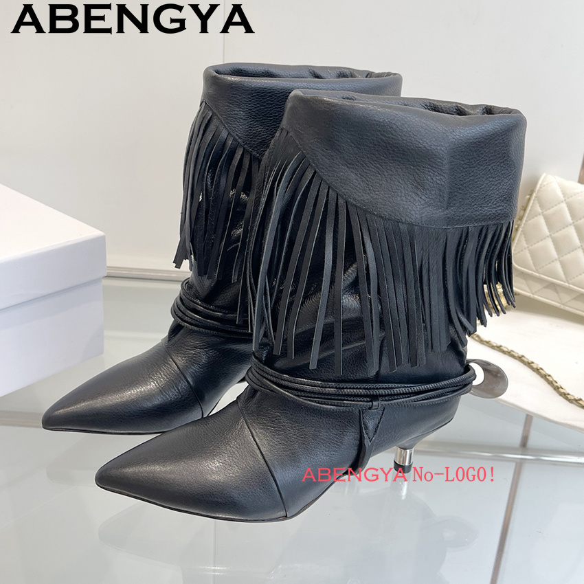 Ethnic Fashion For Women - Camurça borda de couro borla design