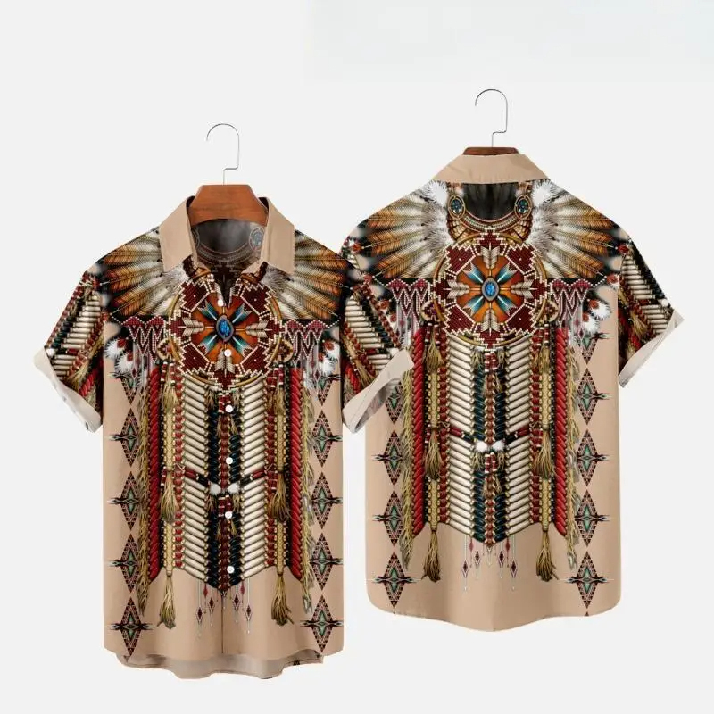 Fashion Ethnic Indian Clothing - Camisa de praia de manga curta
