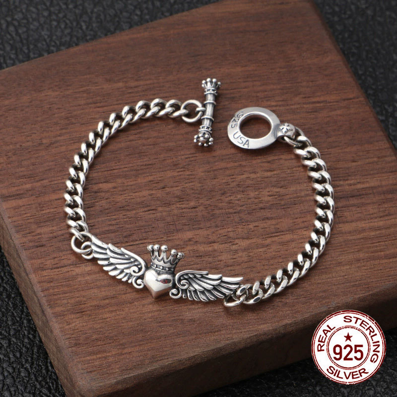 Ethnic Fashion Trend - S925 pulseira de prata esterlina coroa