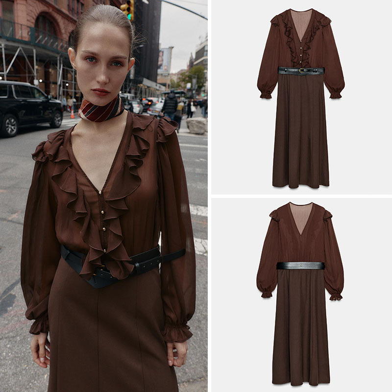 New Ethnic Fashion - Vestido Midi Elegante com Decote em