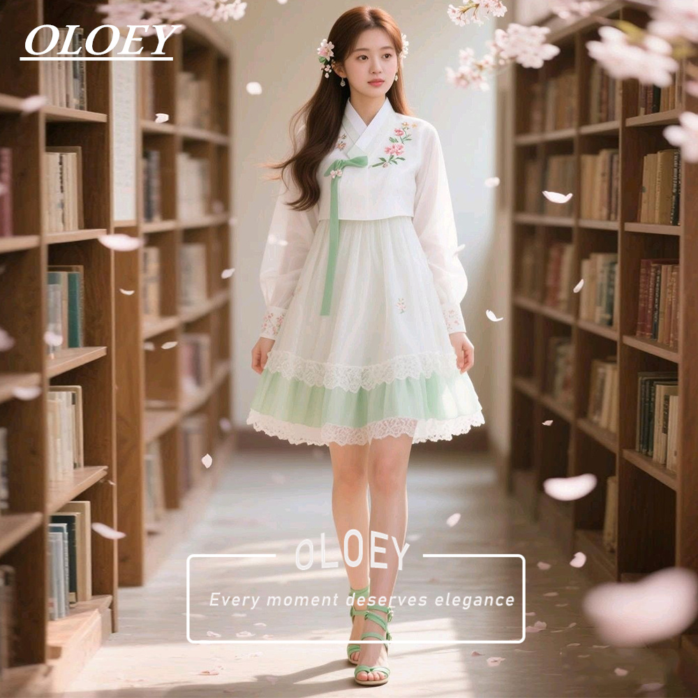 Hanbok Modern Set - OLOEY Conjunto de Hanbok Curto Verde