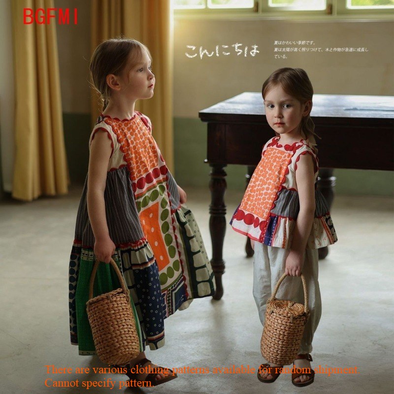 Kids Ethnic Fashion - Vestido Retrô para Meninas de 1