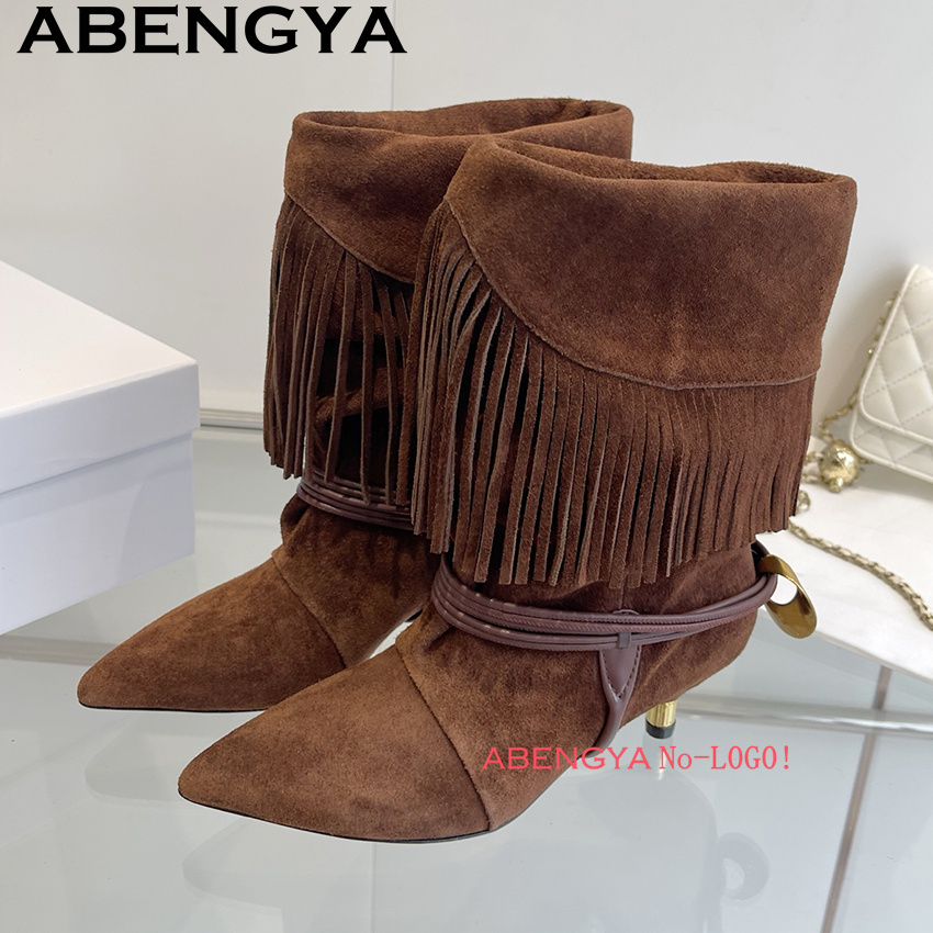 Camurça borda de couro borla d - Ethnic Fashion For Women avaliação e preço