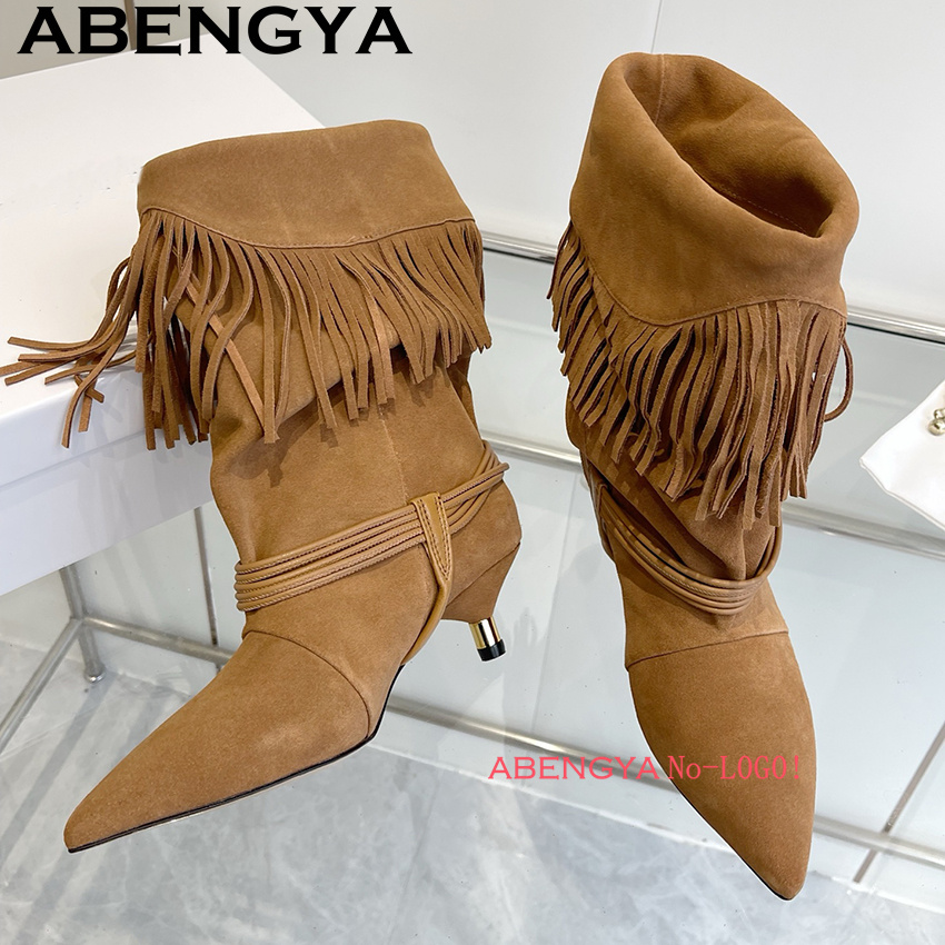 Camurça borda de couro borla d - Ethnic Fashion For Women avaliação e preço