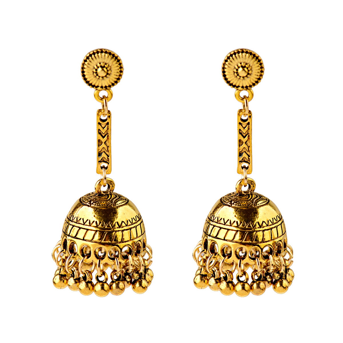 Étnico geométrico cor de ouro  - Ethnic Indian Fashion avaliação e preço