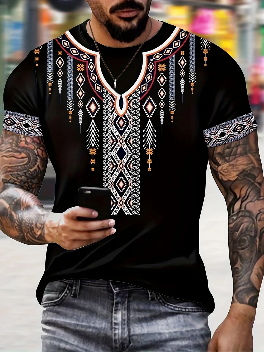 Camiseta Masculina Estilo Étni - Y2K Ethnic Fashion avaliação e preço
