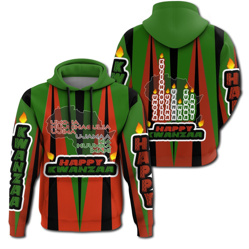African Kwanzaa Hoodies 3D Pri - Y2K Ethnic Fashion avaliação e preço